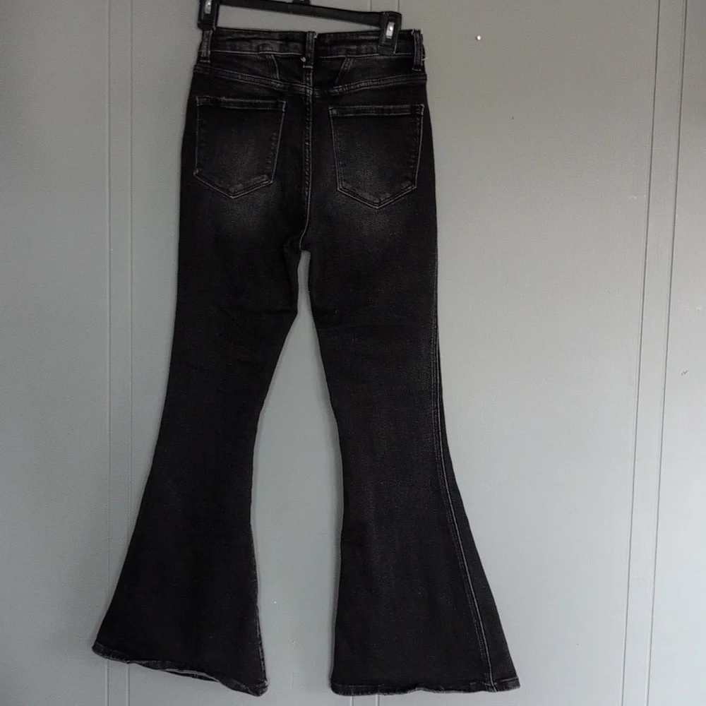 Flying Monkey Black High-Rise Flared Jeans W/Front Seam 27 - Picture 4 of 11